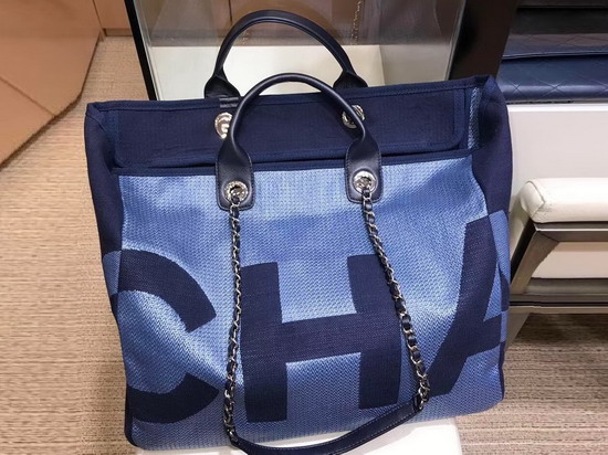 Chanel Large Tote in Blue Printed Fabric