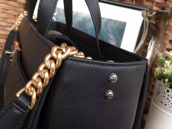 Chanel Large Zipped Shopping Bag Black Calfskin Gold and Ruthenium Metal for Sale