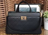 Chanel Large Zipped Shopping Bag Black Calfskin Gold and Ruthenium Metal for Sale