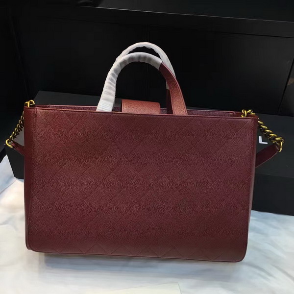 Chanel Large Zipped Shopping Bag Calfskin Gold and Ruthenium Metal Burgundy for Sale