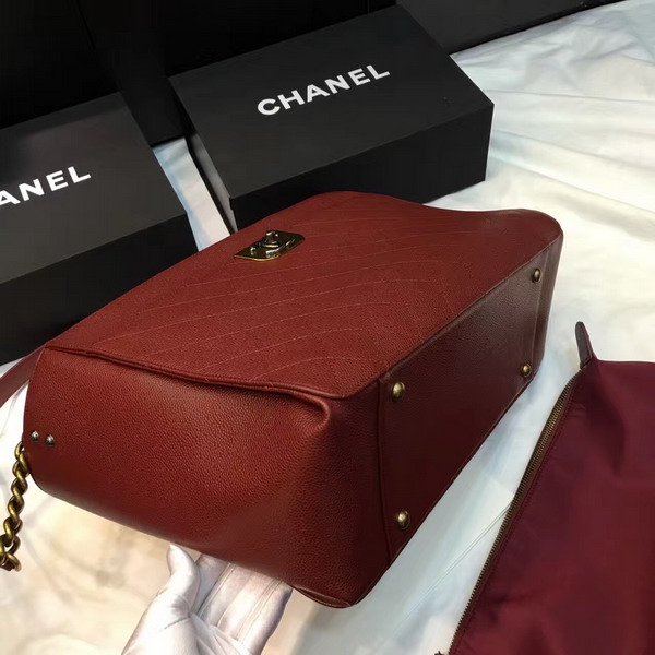 Chanel Large Zipped Shopping Bag Calfskin Gold and Ruthenium Metal Burgundy for Sale