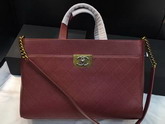 Chanel Large Zipped Shopping Bag Calfskin Gold and Ruthenium Metal Burgundy for Sale