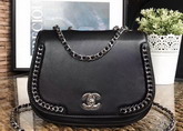 Chanel Latest Flap Bag Calfskin and Silver Tone Metal Black For Sale