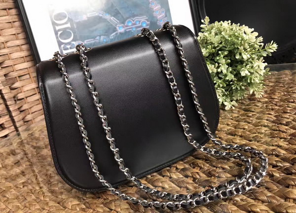 Chanel Latest Flap Bag Calfskin and Silver Tone Metal Black For Sale