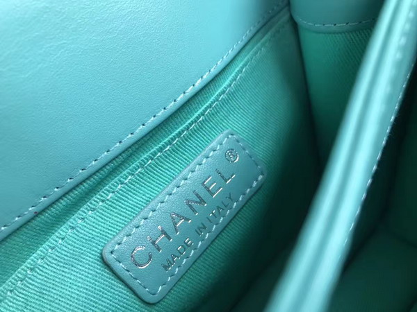 Chanel Latest Flap Bag Calfskin and Silver Tone Metal Turquoise For Sale