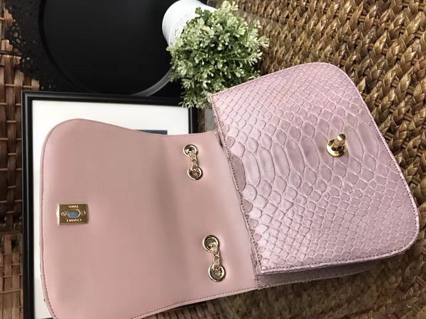 Chanel Latest Flap Bag in Light Pink Python with Gold Tone Metal For Sale