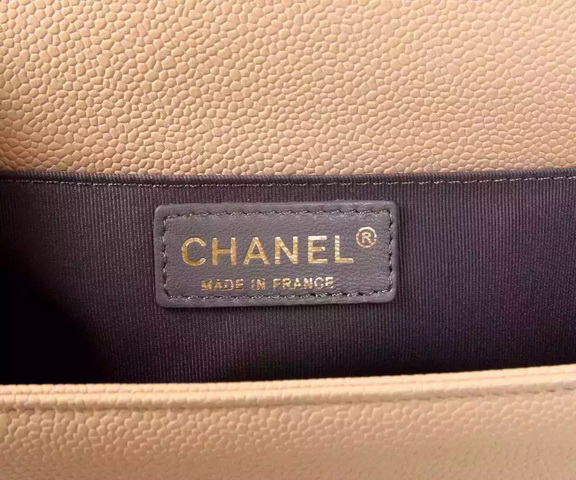 Chanel Le Boy Apricot Caviar Antique Brass Hardware for Sale