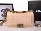 Chanel Le Boy Apricot Caviar Antique Brass Hardware for Sale