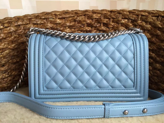 Chanel Le Boy Baby Blue Lambskin Silver Hardware for Sale