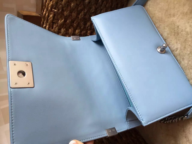 Chanel Le Boy Baby Blue Lambskin Silver Hardware for Sale