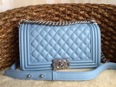 Chanel Le Boy Baby Blue Lambskin Silver Hardware for Sale