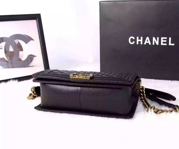 Chanel Le Boy Black Caviar Antique Brass Hardware for Sale