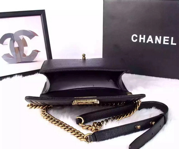 Chanel Le Boy Black Caviar Antique Brass Hardware for Sale