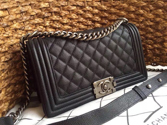 Chanel Le Boy Black Caviar Silver Hardware for Sale