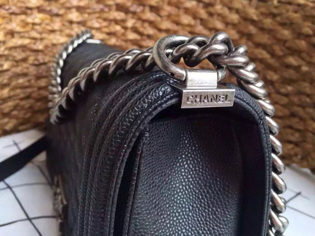 Chanel Le Boy Black Caviar Silver Hardware for Sale