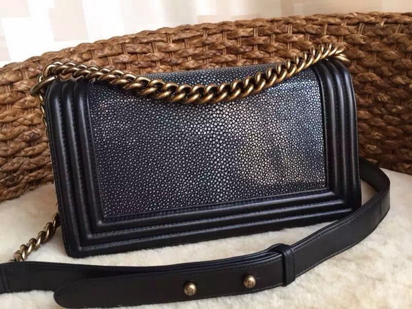 Chanel Le Boy Black Pearl Fish Antique Brass Hardware for Sale