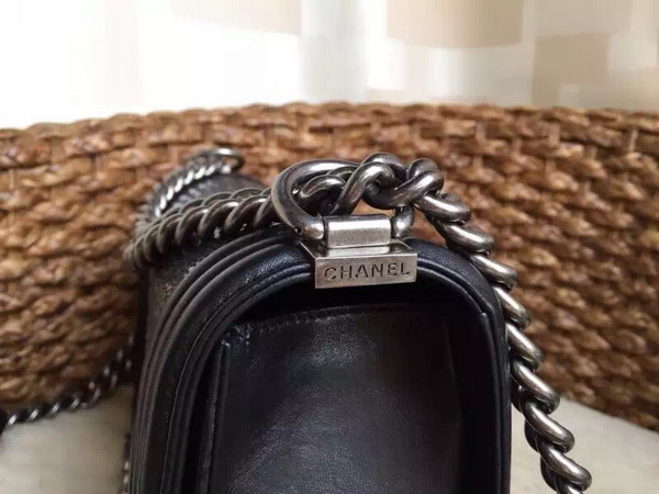 Chanel Le Boy Black Pearl Fish Antique Silver Hardware for Sale