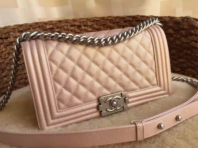 Chanel Le Boy Champagne Lambskin Silver Hardware for Sale