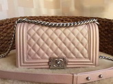 Chanel Le Boy Champagne Lambskin Silver Hardware for Sale