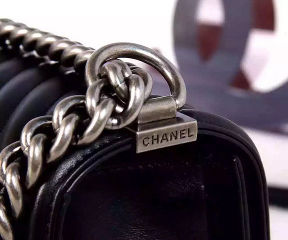 Chanel Le Boy Chevron Black Lambskin Silver Hardware for Sale