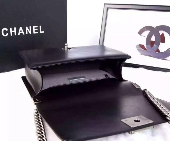 Chanel Le Boy Chevron Black Lambskin Silver Hardware for Sale