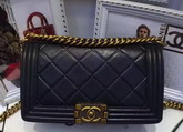 Chanel Le Boy Flap Bag Black Calfskin Gold Metal For Sale