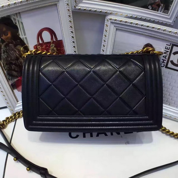 Chanel Le Boy Flap Bag Black Calfskin Gold Metal For Sale