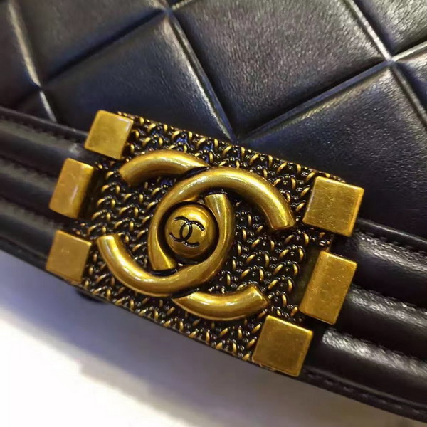 Chanel Le Boy Flap Bag Black Calfskin Gold Metal For Sale