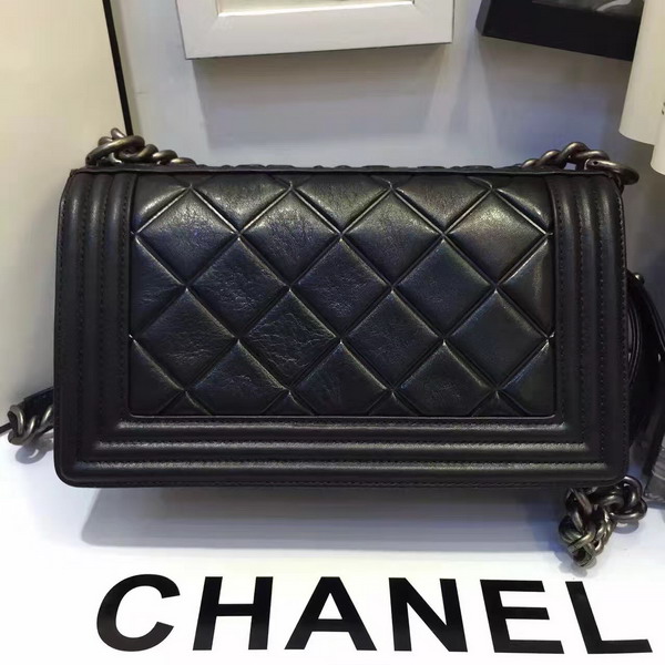 Chanel Le Boy Flap Bag Black Calfskin Silver Metal For Sale