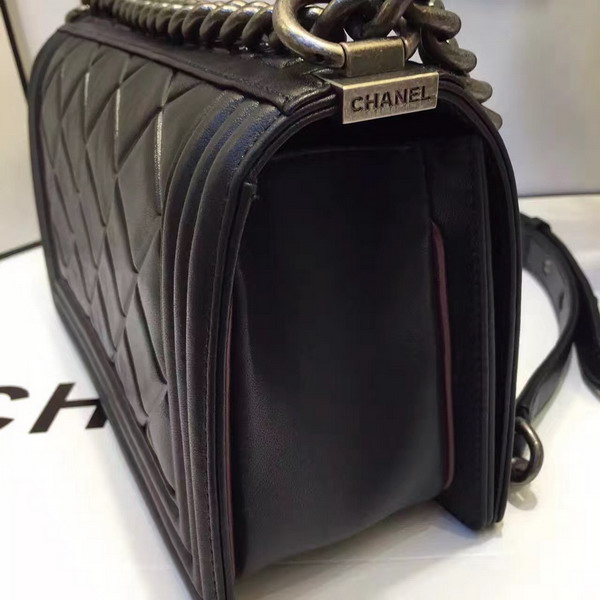 Chanel Le Boy Flap Bag Black Calfskin Silver Metal For Sale