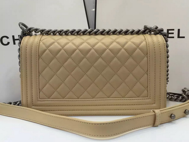 Chanel Le Boy Flap Bag in Beige Lambskin Silver Hardware for Sale