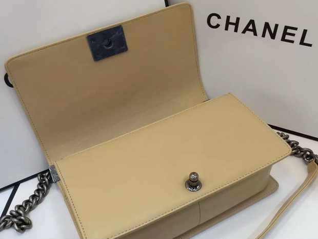 Chanel Le Boy Flap Bag in Beige Lambskin Silver Hardware for Sale