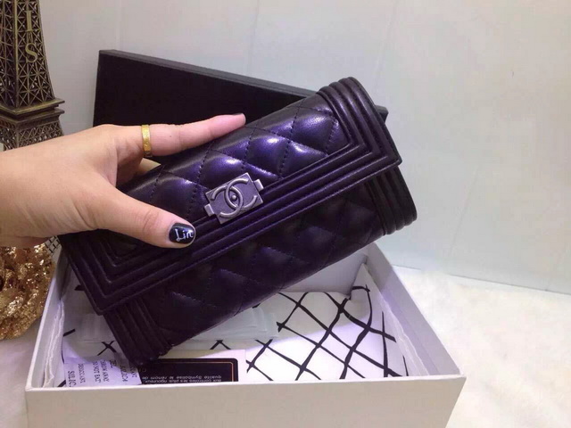 Chanel Le Boy Flap Wallet Black Lambskin for Sale