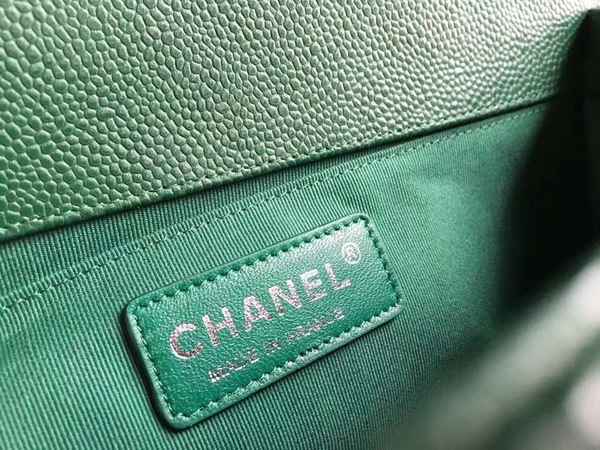 Chanel Le Boy Green Caviar Antique Silver Hardwares for Sale