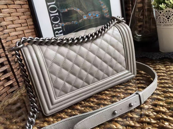 Chanel Le Boy Grey Caviar Antique Silver Hardwares for Sale