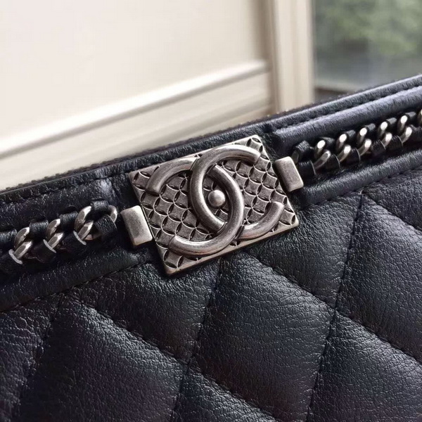 Chanel Le Boy Long Wallet Black Calfskin for Sale