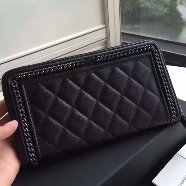 Chanel Le Boy Long Wallet Black Calfskin for Sale