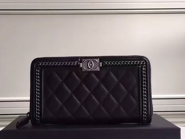 Chanel Le Boy Long Wallet Black Calfskin for Sale