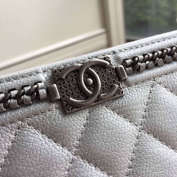 Chanel Le Boy Long Wallet Light Grey Calfskin for Sale