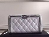 Chanel Le Boy Long Wallet Light Grey Calfskin for Sale