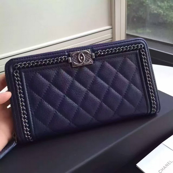 Chanel Le Boy Long Wallet Navy Calfskin for Sale