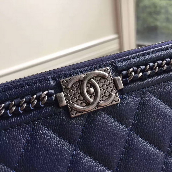 Chanel Le Boy Long Wallet Navy Calfskin for Sale