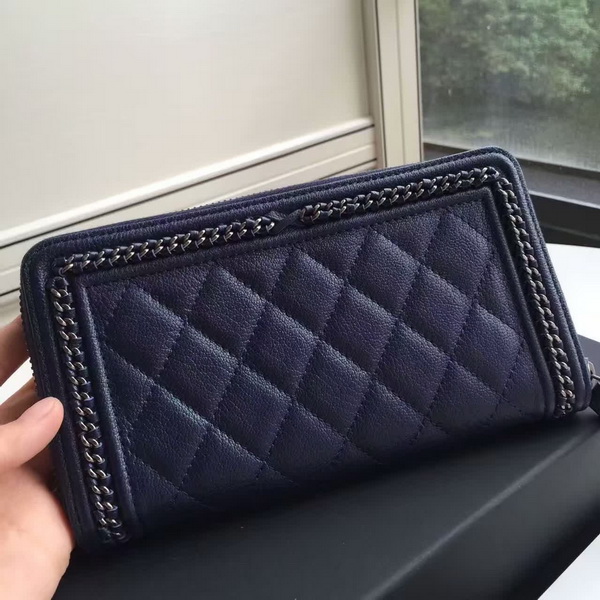 Chanel Le Boy Long Wallet Navy Calfskin for Sale