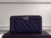 Chanel Le Boy Long Wallet Navy Calfskin for Sale