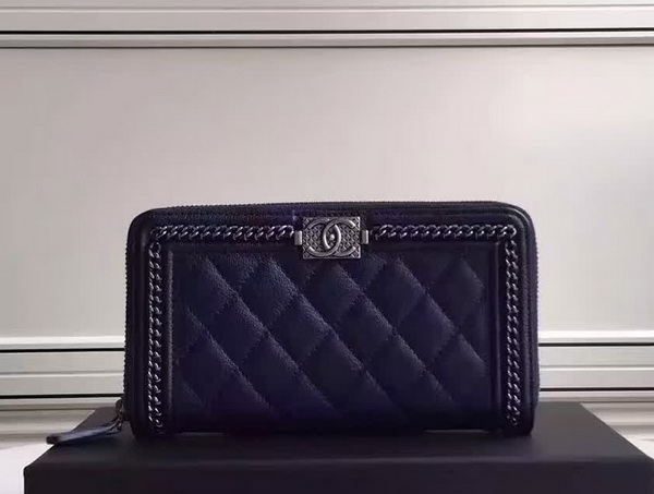 Chanel Le Boy Long Wallet Navy Calfskin for Sale