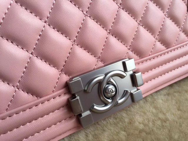 Chanel Le Boy Sakura Pink Lambskin Silver Hardware for Sale