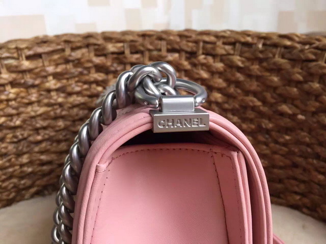 Chanel Le Boy Sakura Pink Lambskin Silver Hardware for Sale