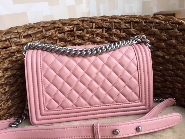 Chanel Le Boy Sakura Pink Lambskin Silver Hardware for Sale