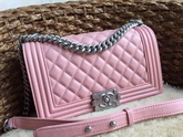 Chanel Le Boy Sakura Pink Lambskin Silver Hardware for Sale