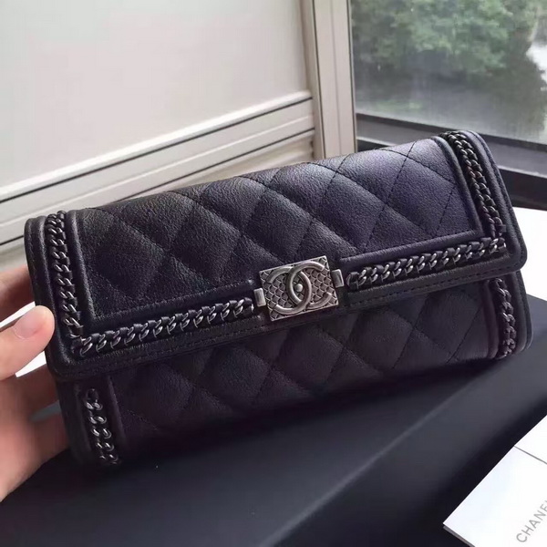 Chanel Le Boy Wallet Black Calfskin for Sale